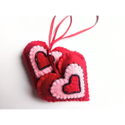 Heart with beads on a ribbon