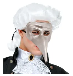 Venetian mask with long nose, silver