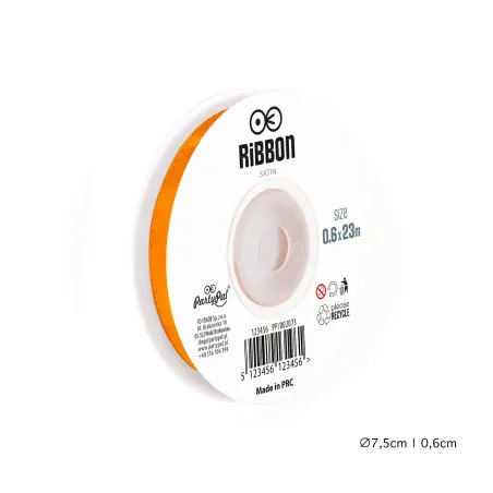 Satin ribbon neon orange 6mm, 23m