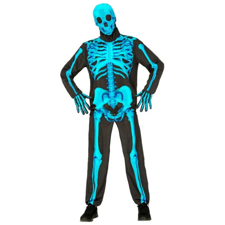 Skeleton costume neon blue, S-XL
