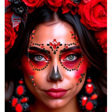 copy of Face jewels - Dia de los muertos red & black