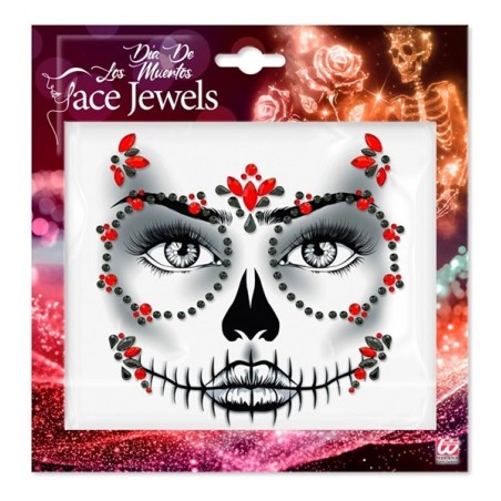 copy of Face jewels - Dia de los muertos red & black
