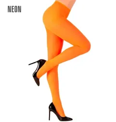 Women's neon orange 40 den fluorescent tights