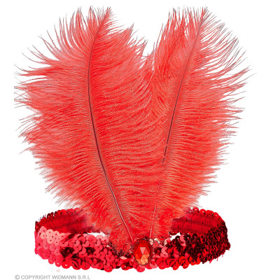 Headband with feathers red