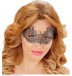 Venetian lace eye mask antique silver