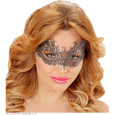 Venetian lace eye mask antique silver