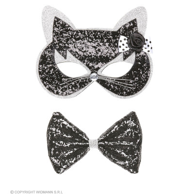 Cat mask black with bow tie