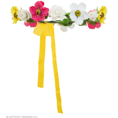 Flower wreath with yellow ribbon