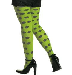 Tights women's 70 den neon green with black dots